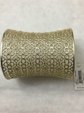 Kendra Scott Gold Filigree Cuff with Clear Crystal Accents